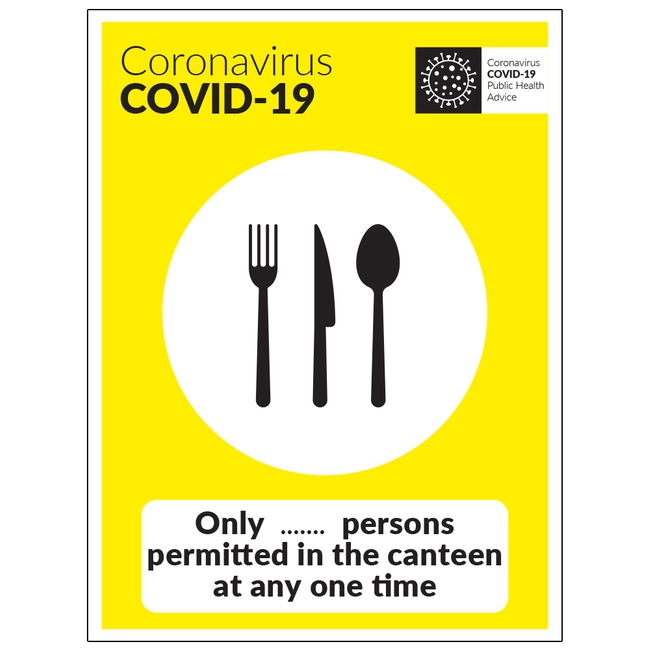 COVID-19 Persons Permitted In The Canteen Sign